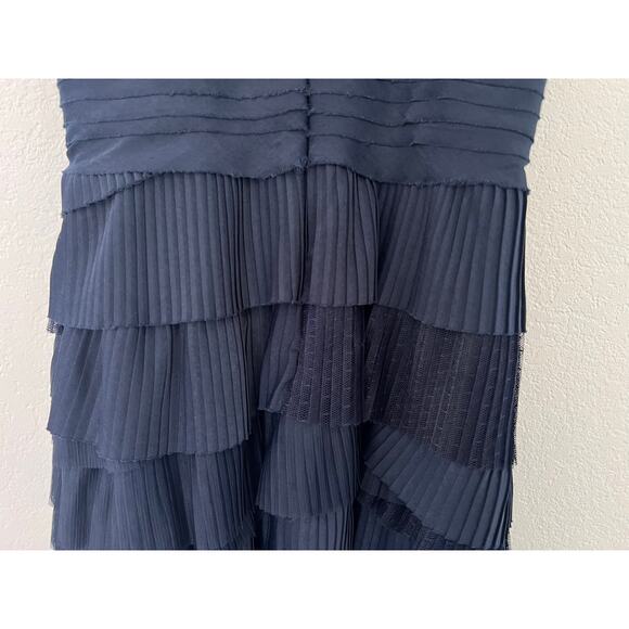 BCBG Maxazria Strapless Tiered Ruffle Mini Dress Womens Size 2 Navy Blue Hoco - Picture 15 of 16
